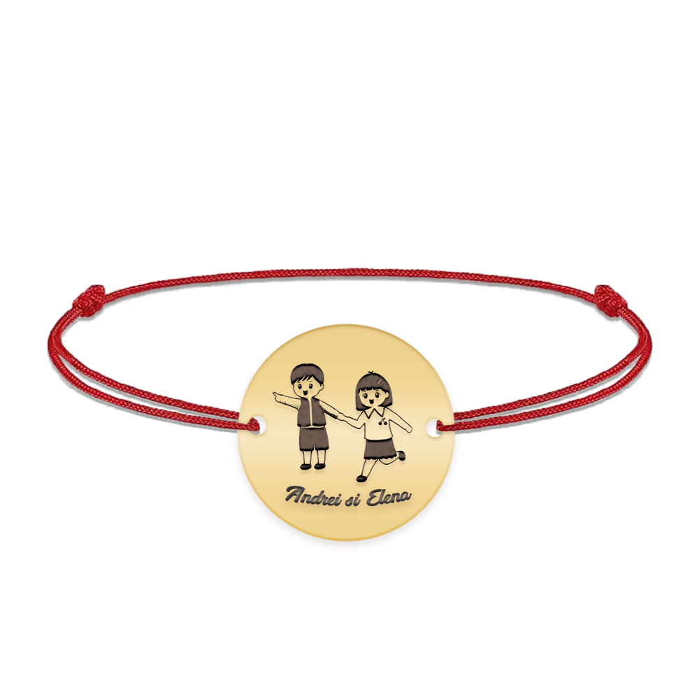 Best Friends- Bratara personalizata snur prieteni din argint 925 placat cu aur galben 24K